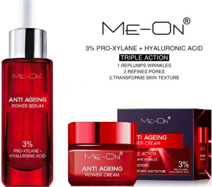 Me-On Anti-Aging Power Serum & Cream – 3% Pro-Xylane + Hyaluronic Acid